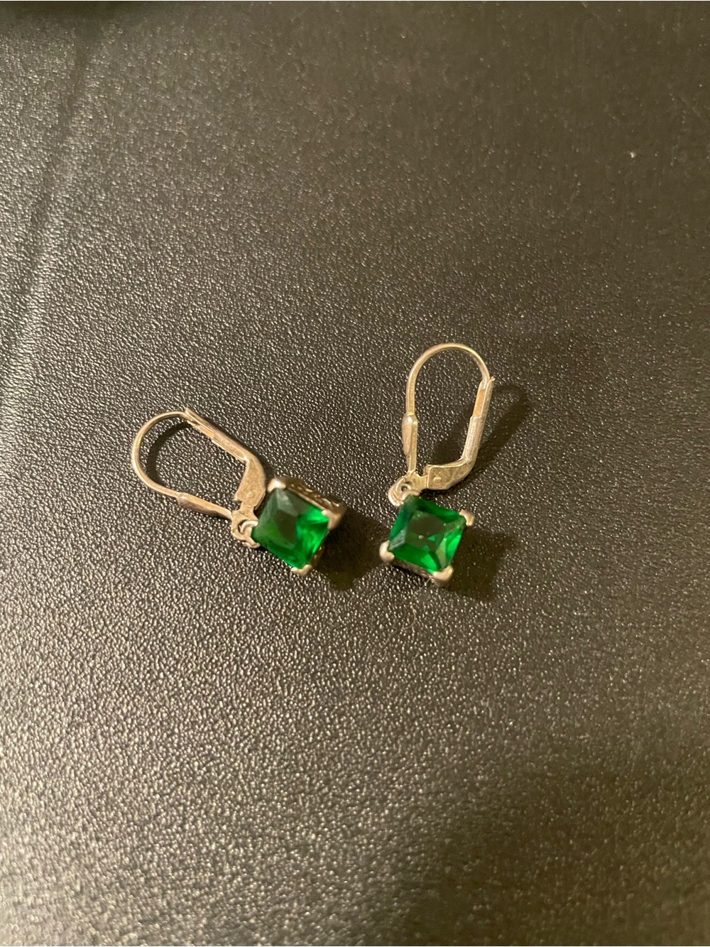 Emerald Green Square Drop Earrings - Women Jewelry